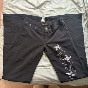 Black Embroidered Boot Cut Pants